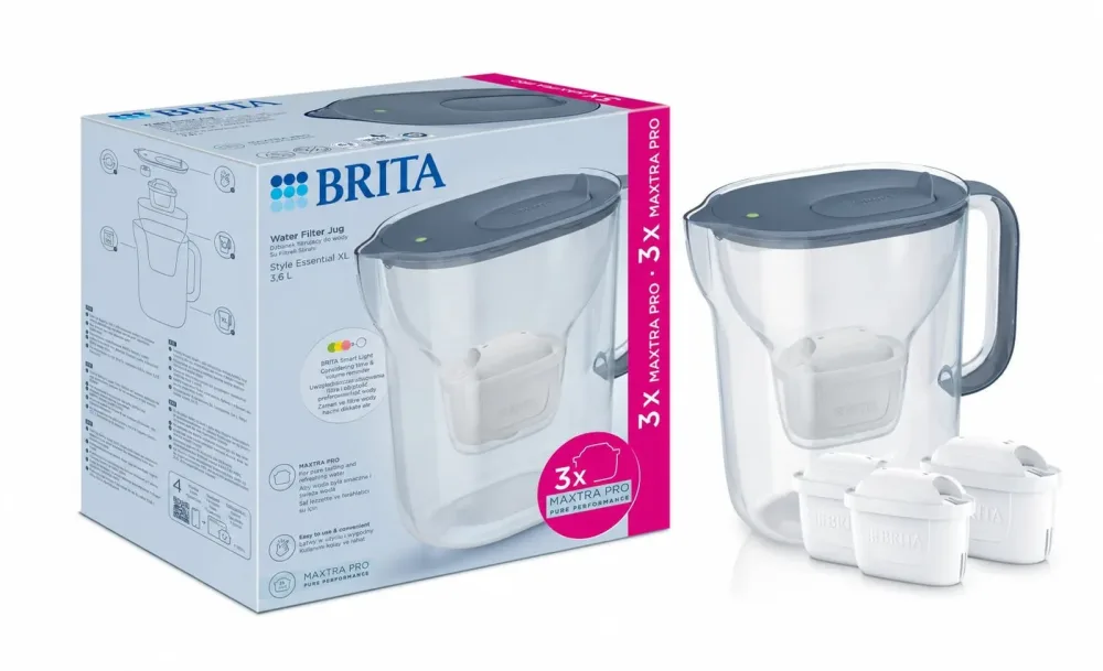 Фильтр-кувшин Brita Style Essential XL Mxpro серо-голубой + 3 картриджа (1061060)