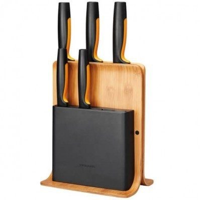Набір ножів Fiskars Functional Form з бамбуковою підставкою 5 шт (1057552)