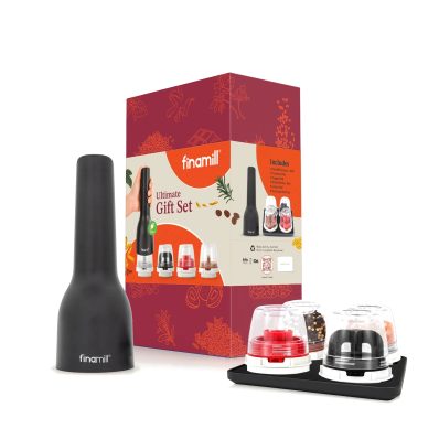 Подарочный набор FinaMill Classic (Мельница для специй аккумуляторная, 4 пода для специй, подставка) черный (BGP801MIB)