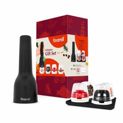 Подарочный набор FinaMill Classic (Мельница для специй аккумуляторная, 4 пода для специй, подставка) черный (BGP801MIB)